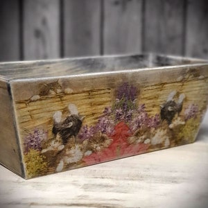 Vintage Blumentopf Holz Übertopf Deko Katze Shabby Retro Blumentöpfe Landhausstil
