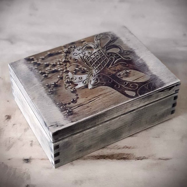 Vintage Box With Mirror 22x16.5 X 8 Cm - Etsy