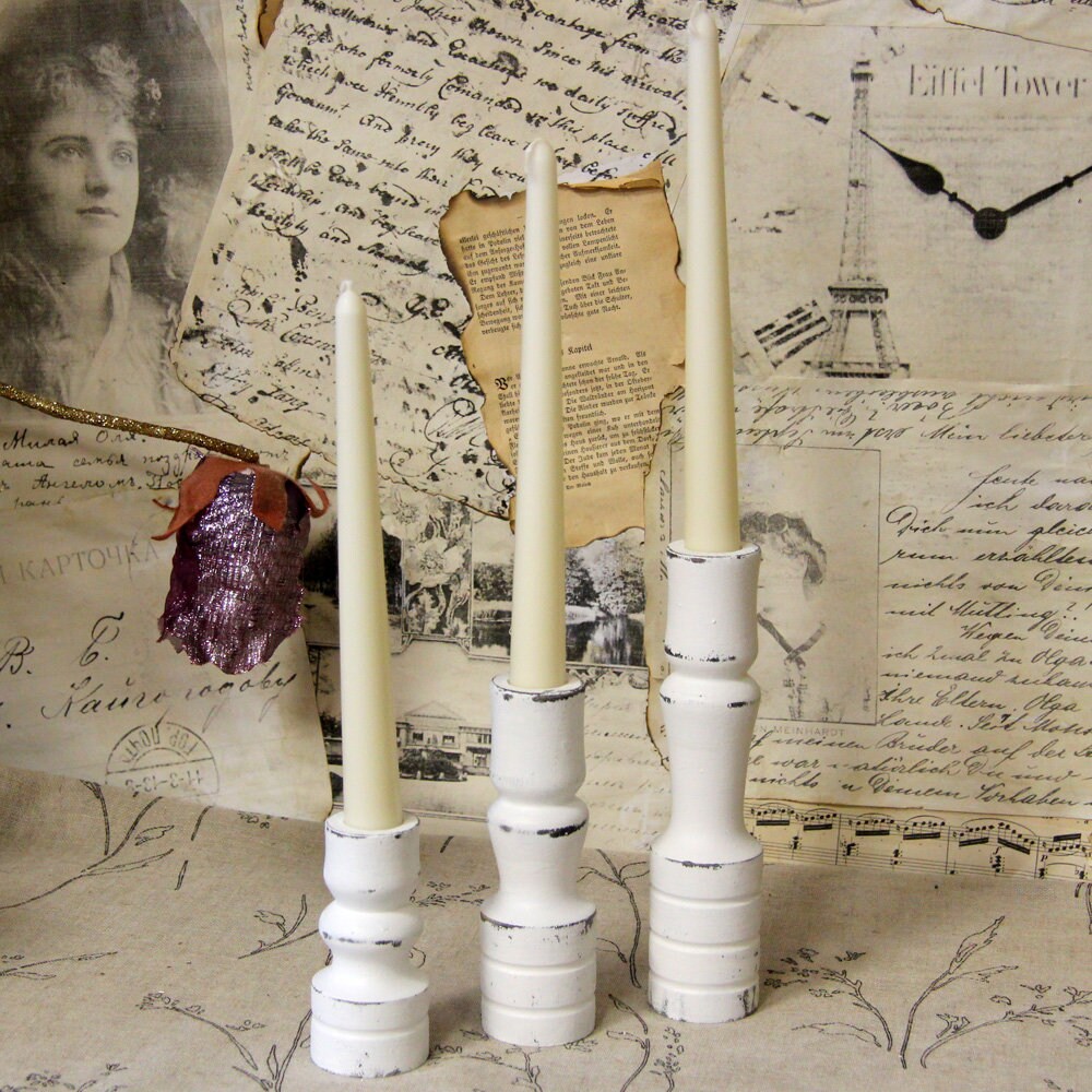 3er Set Vintage Holz-Kerzenhalter | Etsy