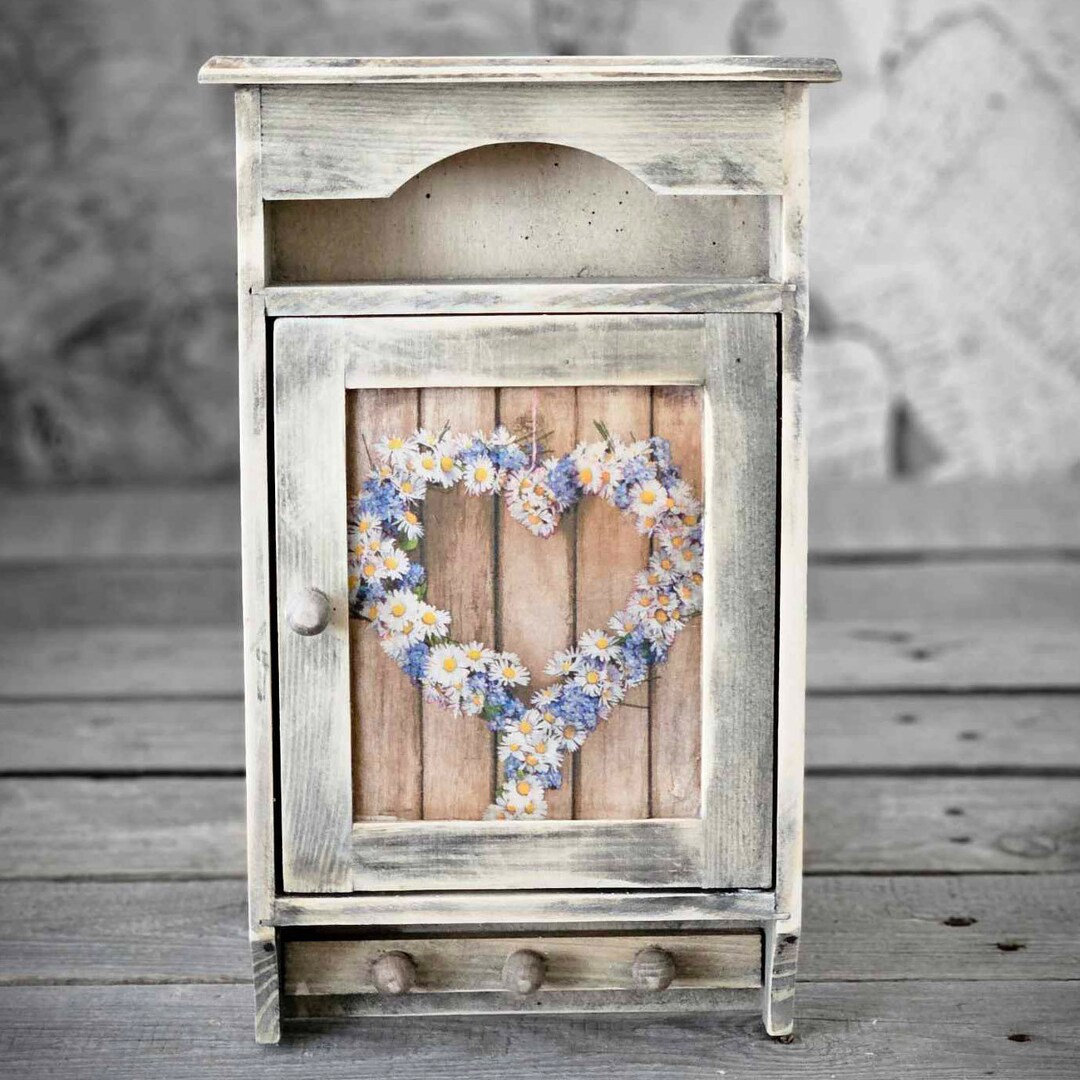 Arredamento Ingresso Casa Cassetta Portachiavi Legno Massello Vintage Con 6 Ganci - Ideale Per Chiavi E Piccoli Oggetti Organizer Chiavi Vintage - 12
