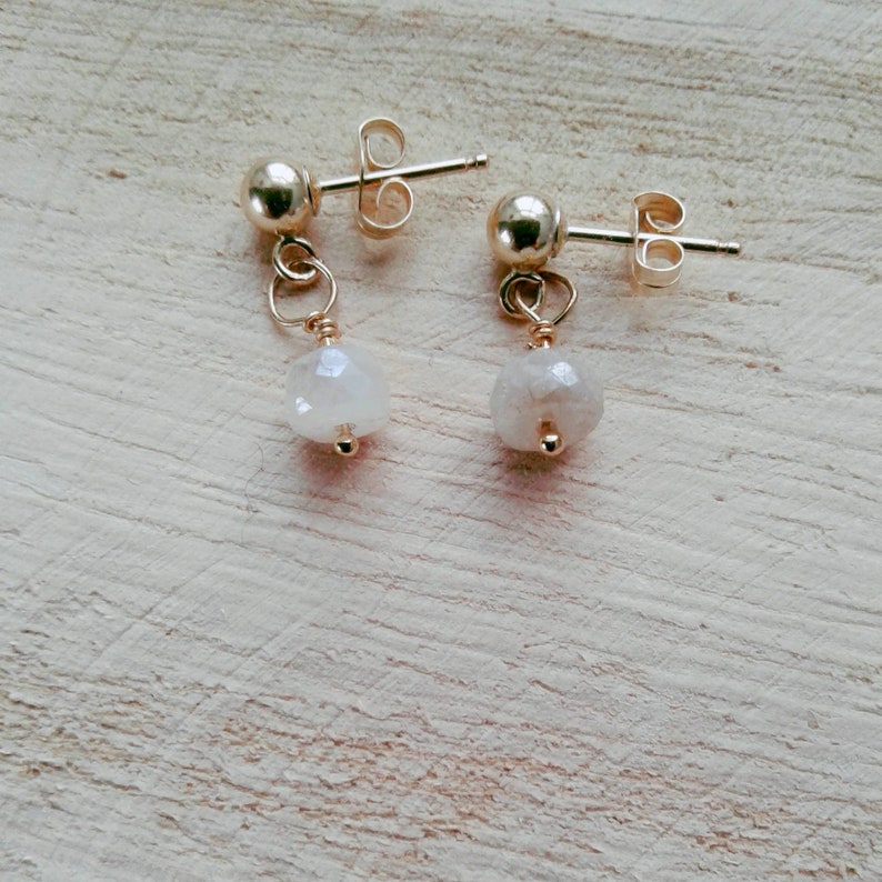 Tiny gold moonstone studs