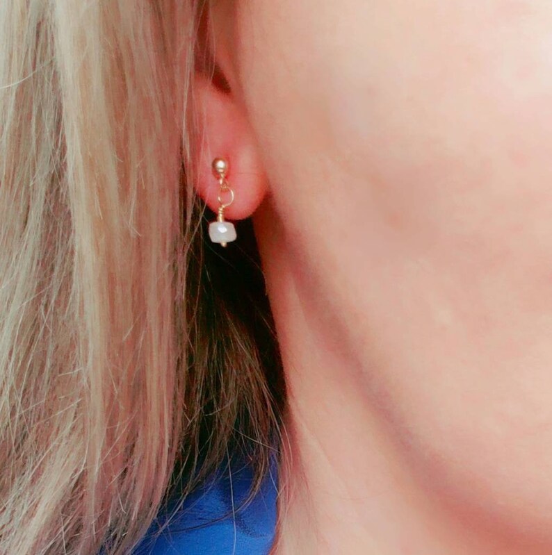 Tiny gold moonstone studs