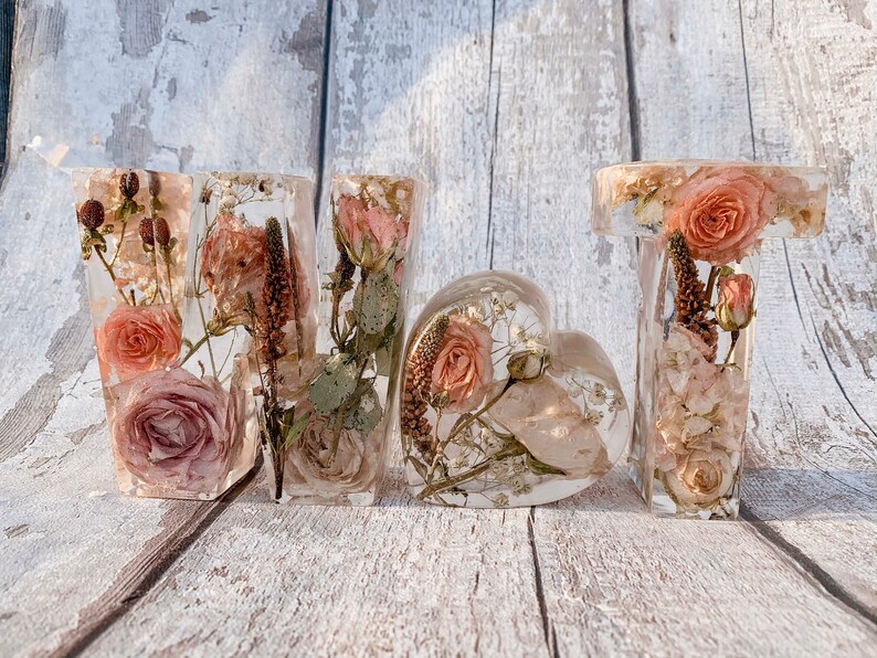 Wedding Flower Preservation Resin Letters Flower Keepsake Etsy