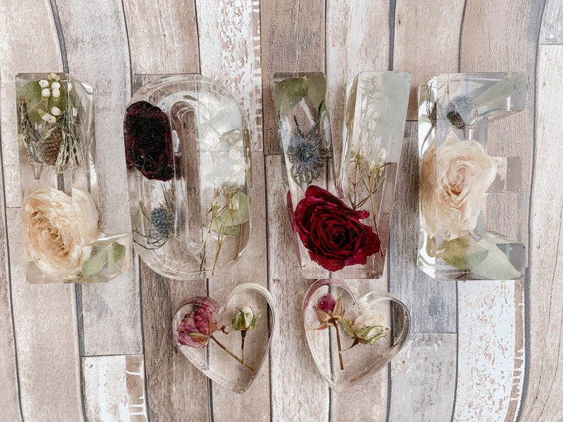 Wedding Bouquet Flower Keepsake Resin Letters Flower Etsy