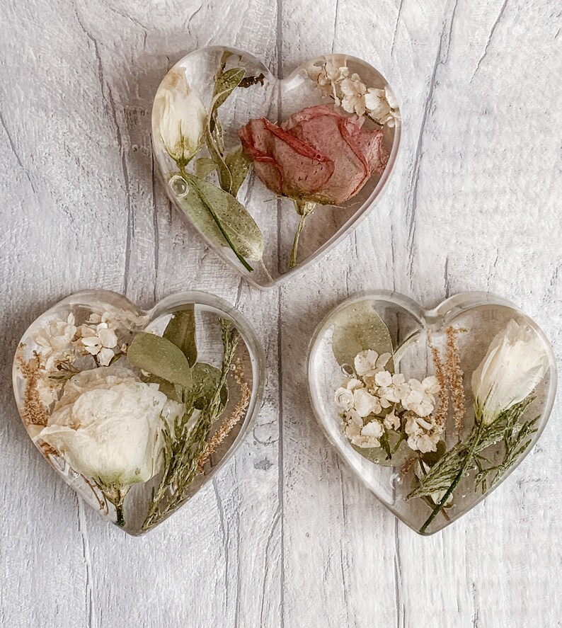 Preserve Your Wedding Bouquet Flower Preservation resin heart Flower Keepsake image 6