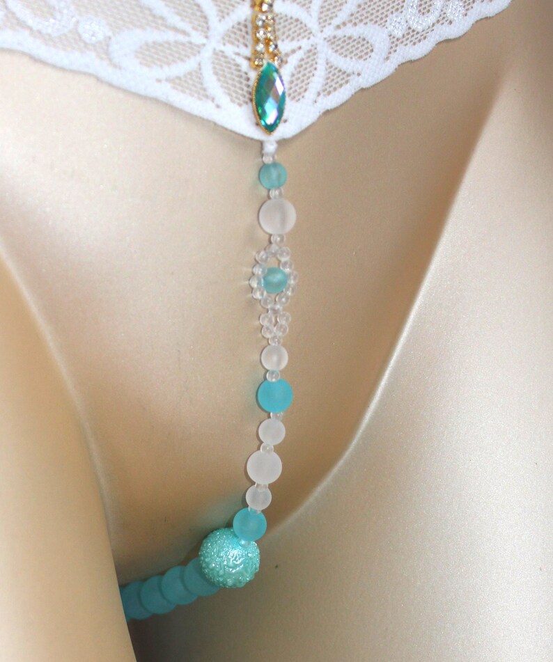 Beads Thong erotic string beaded string beads white light Etsy