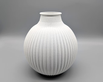 Ribbed Marble Vase | Scandinavian Minimalist Decor | 3D Printed Modern Home Accent | Neutral Boho Vase