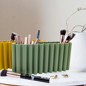 Organizador de escritorio ondulado, juego de 2 / Diseño con licencia de SIMIU / Porta bolígrafos, maquillaje y pinceles