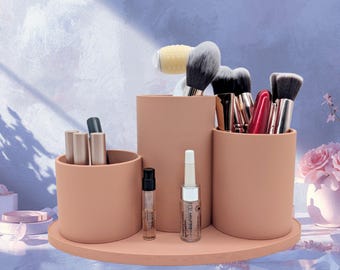 3D Printed Makeup Brush Holder | Modern Vanity Organizer