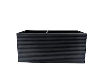 Modern Black Organizer Box | Minimalist 3D Printed Desk Storage | Two-Compartment Holder