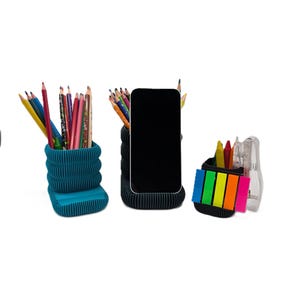 3D Printed Desk Organizer Set of 3 | Modern Minimalist Storage | Custom Color Combination
