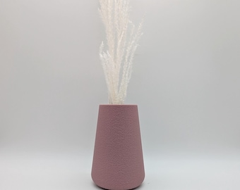 Jarrón minimalista rosa texturizado / Jarrón decorativo moderno impreso en 3D / Decoración escandinava para el hogar