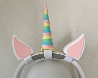 Unicorn Horns Pastel colors for Headphones / Headset for streaming anime cosplay