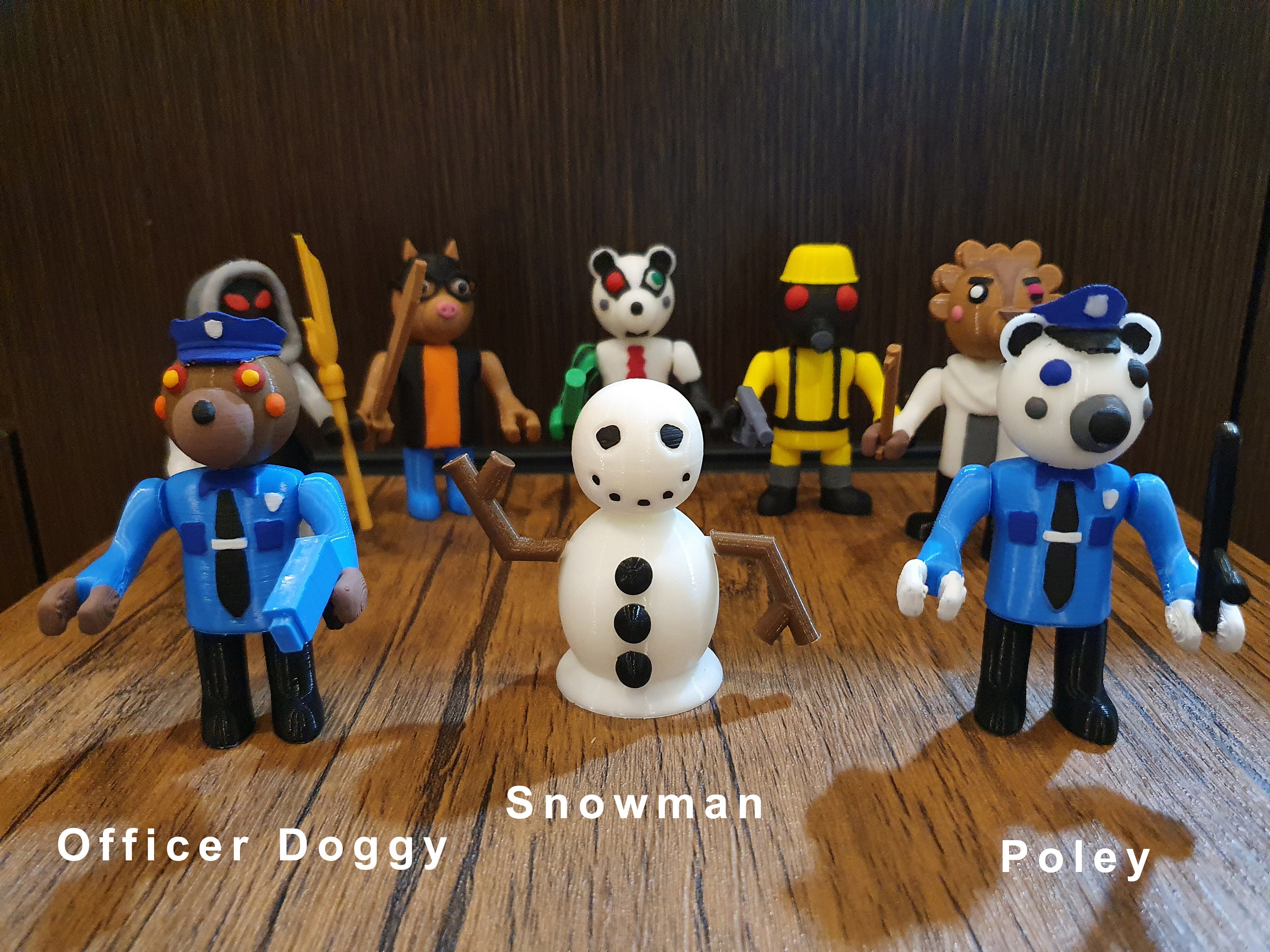 Snowman, Officer Dogy, Poley, Gatekeeper, Badgey, Lotham, Pony