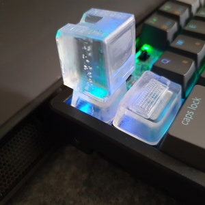 Clear Monitor and keyboard mouse mechanical keycaps 3D printed