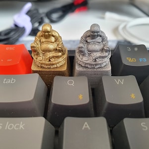 Gold and Silver Happy Buddha mechanical keycaps 3D printed