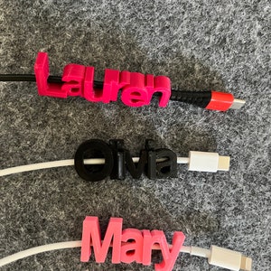 Cable Clip name Tag 3D Printed, Custom Name and Personalized Name for Gifts