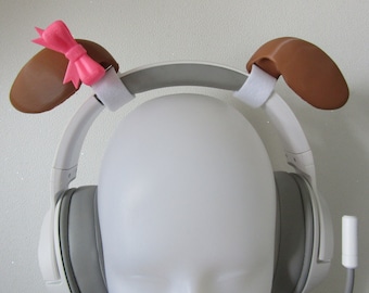 Puppy ears with ribbon for Headphones / Headset for streaming anime cosplay