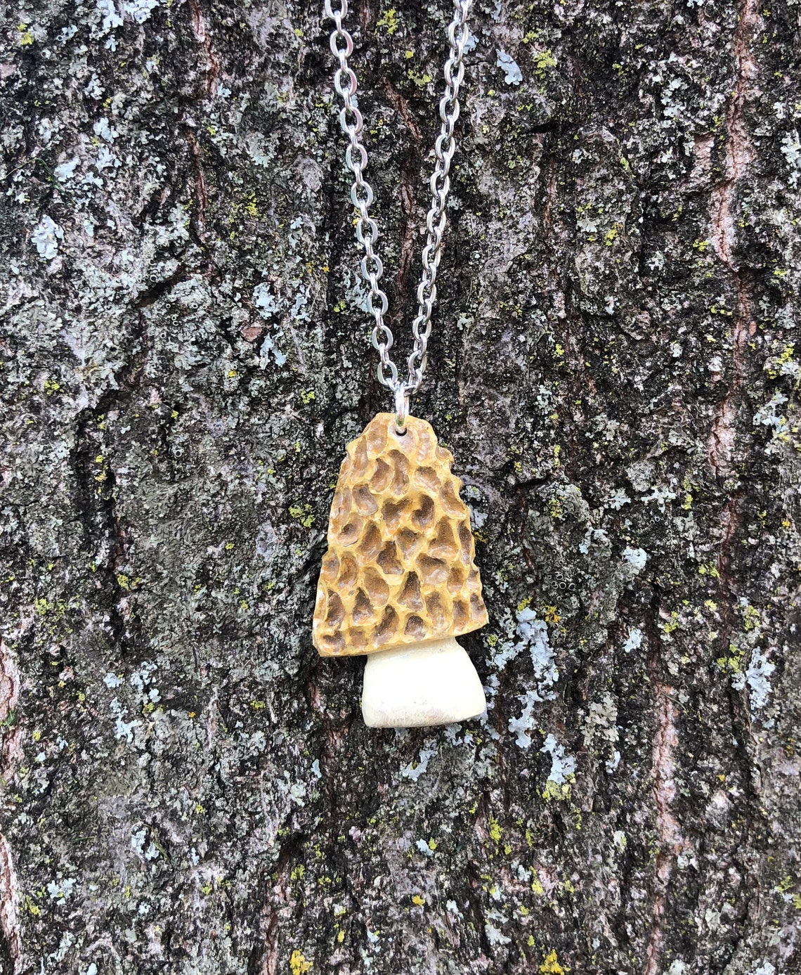 Deer Antler Morel Mushroom Necklace Hand Carved Real Antler Etsy Denmark