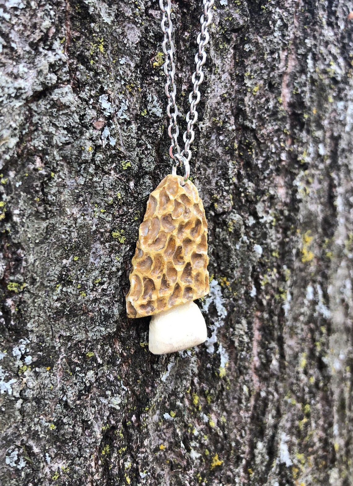 Deer Antler Morel Mushroom Necklace Hand Carved Real Antler Etsy Denmark
