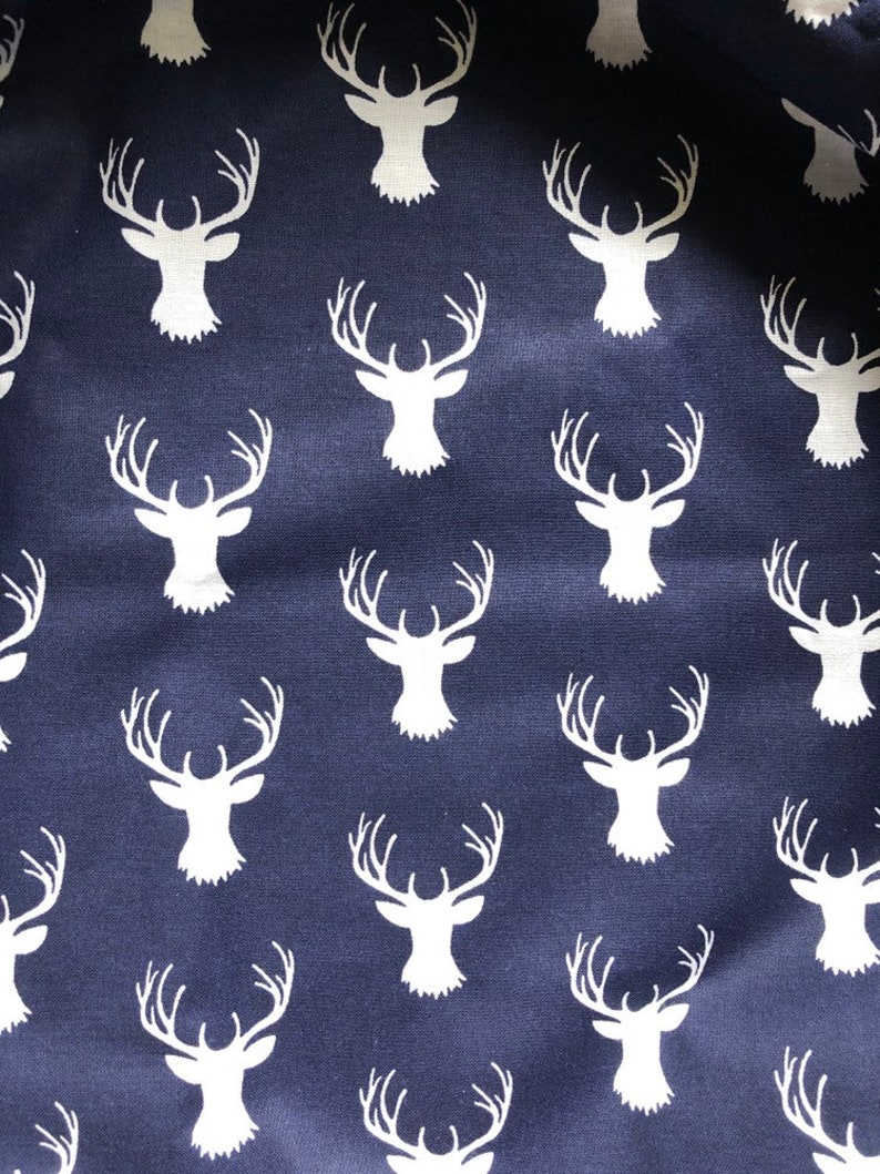 Toddler Mattress Crib Fitted Sheet in Navy Stagg Head