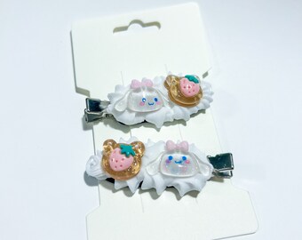 Decoden Frosted Hair Clip Set- Cinnamon Roll