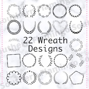 22 Wreath SVG Files, Floral Wreath Svg, Vector, Cricut, Silhouette, Cutting Files, Digital Download, wreath files, instant download