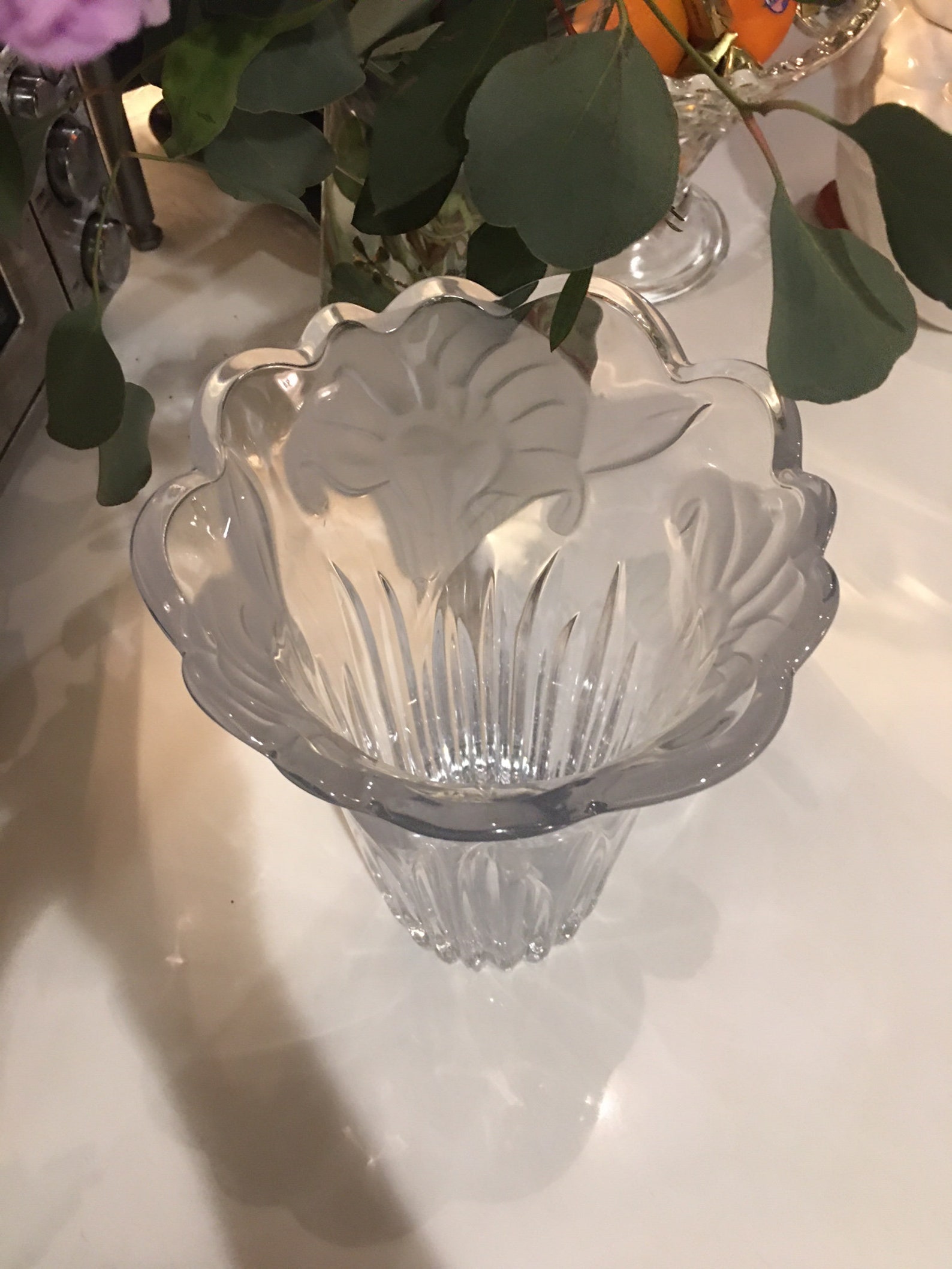 Frosted Etched Crystal Cylinder Vase Etsy