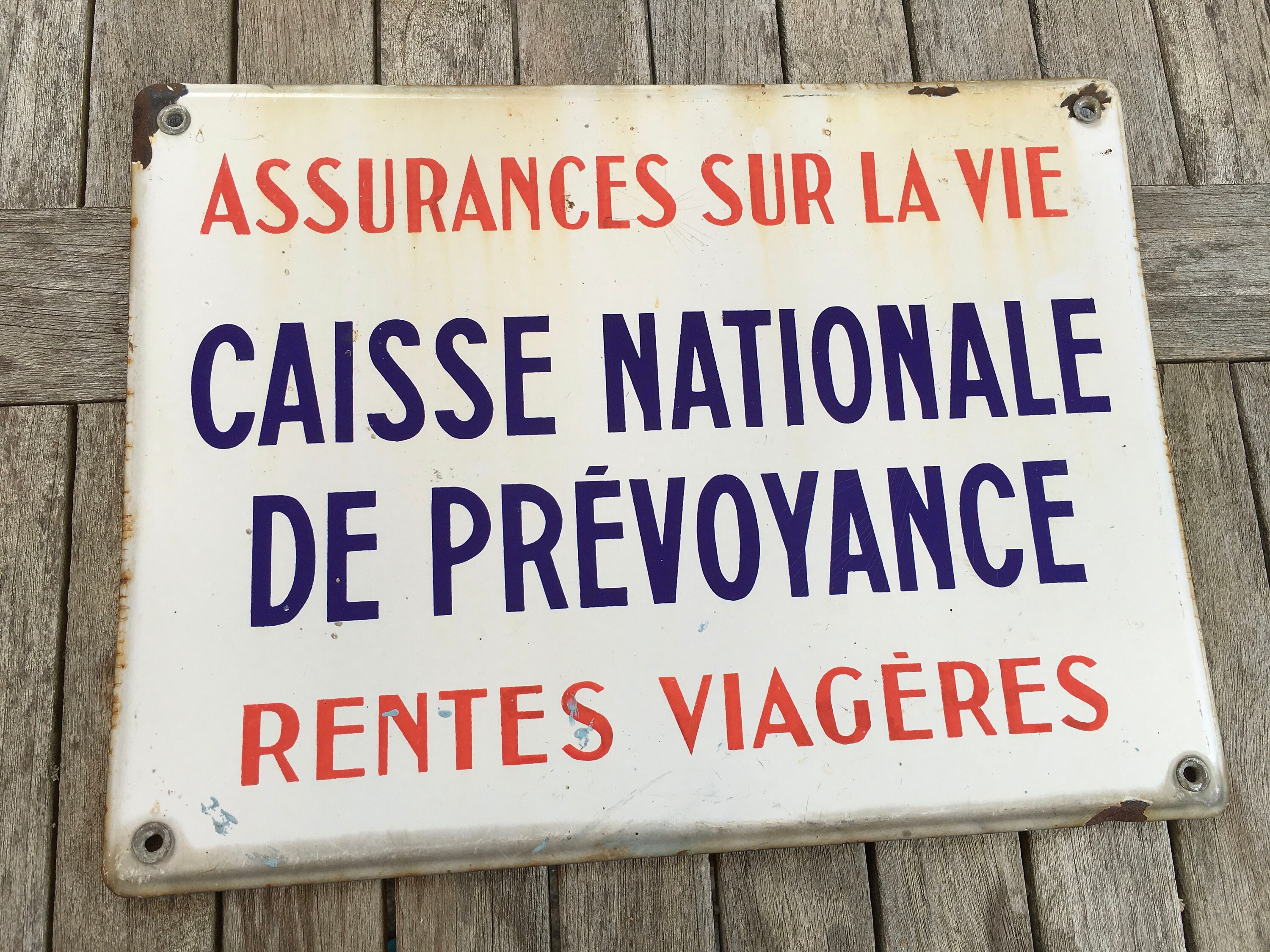 Signe Unique Français d'émail Pour L'assurance-Vie et Les Rentes d'assurance-Vie Du Fonds National d