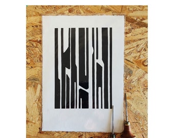 Minimal Abstract Lino Print – Original Handmade Print