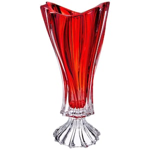 Footed Vase 16 " ,Crystal Glass Flower Vase ,Home Decor, Centerpiece Red Bud vase, Czech Bohemia Crystal Glass, Wedding gift