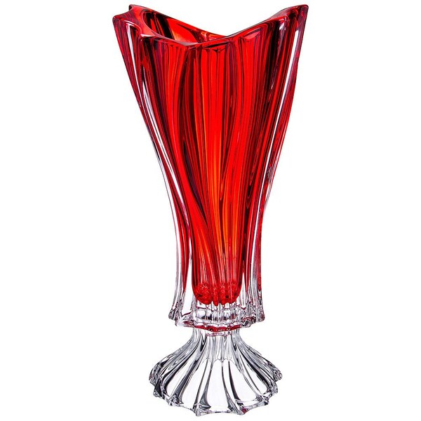 Footed Vase 16 " ,Crystal Glass Flower Vase ,Home Decor, Centerpiece Red Bud vase, Czech Bohemia Crystal Glass, Wedding gift