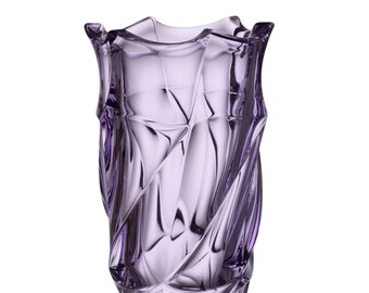 Vase violet 12", vase en verre cristal fleur, décoration d'intérieur, vase bourgeon de pièce maîtresse, verre en cristal tchèque de Bohême, cadeau de mariage