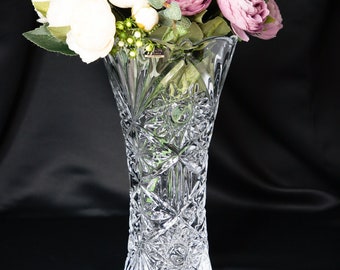 Vase 12" Crystal Glass,Flower Vase, Home Decor, Centerpiece Bud Vase, Czech Bohemia Crystal Glass, Wedding gift