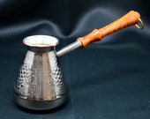 Coffee Pot Maker Cezve Ibrik Arabic Greek Turkish Armenian Jazzve 8oz 250 ml Copper Wooden Handle NEW , Gift