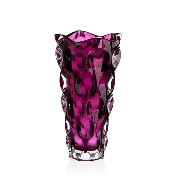 Vase violet 12", vase en verre cristal fleur, décoration d'intérieur en cristal de Bohême, vase bourgeon de pièce maîtresse, verre en cristal tchèque, cadeau de mariage