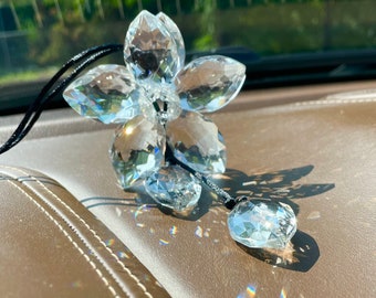 Attrape-soleil en cristal scintillant, attrape-soleil à pendentif de fenêtre, breloque de miroir de voiture, prisme de fleur, cadeaux en cristal de Bohême, décoration de voiture et de maison