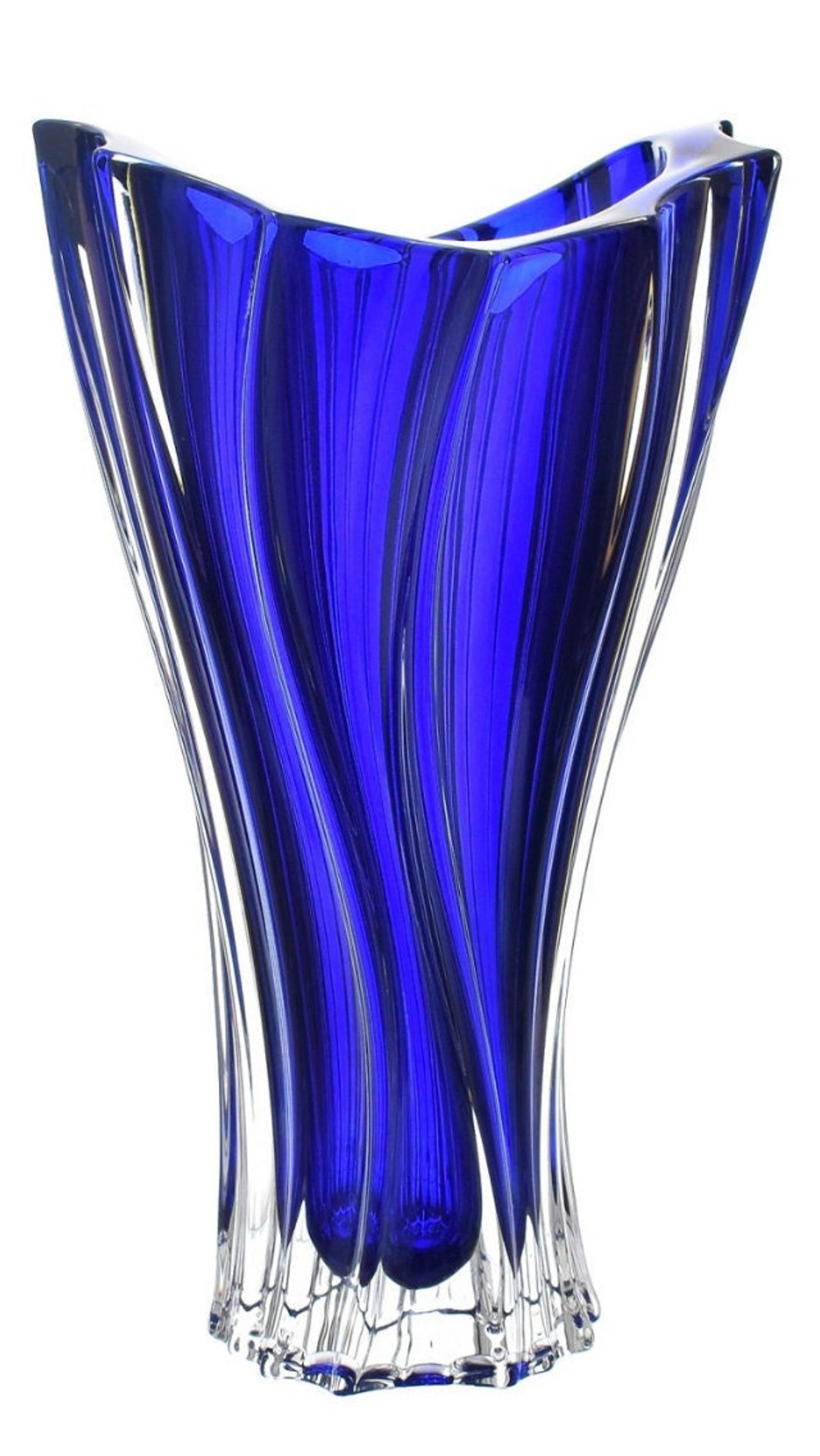 Vase 12 Crystal Glass, Flower Vase, Home Decor, Centerpiece Royal Blue