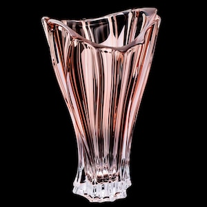 Vase 12 " Crystal Glass ,Bohemia Crystal ,Flower Vase ,Home Decor, Centerpiece Pink Bud vase, Czech Bohemia Crystal Glass, Wedding gift