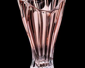 Vase 12 " Crystal Glass ,Bohemia Crystal ,Flower Vase ,Home Decor, Centerpiece Pink Bud vase, Czech Bohemia Crystal Glass, Wedding gift