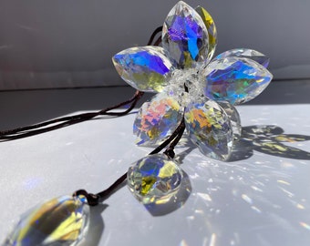 Sparkly Crystal Sun Catcher, Window Pendant Sun Catcher, Car Mirror Charm, Flower  Prism, Bohemia Crystal Gifts,Car & Home Decor