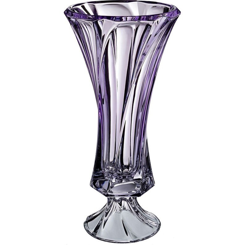 Footed Vase Flower 16 Crystal Glass Amethyst Vasehome Etsy