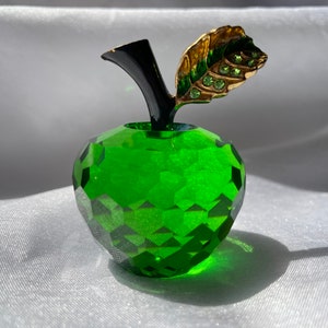 Crystal Ball, Crystal Green Apple,Sun Catcher, Home Decor,Crystal Figurine, Glass Apple 4 cm,  Bohemia Czech Crystal Glass, Gift