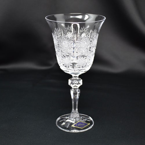 Crystal Glass Wine Champagne Glasses set of 6, Crystal Glasses set, 8 oz/ 220 ml, Bohemia Czech Glass, Crystal Gift, shops Wedding decor