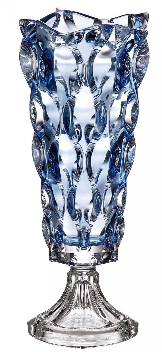 Details about   Footed Vase 15 " Centerpiece Flower Vase Blue Bud Vase Bohemian Czech Crystal 
