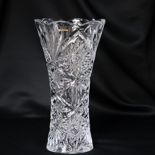 Flower Vase 12" Crystal Glass,Home Decor, Centerpiece Bud Vase, Czech Bohemia Crystal Glass, Wedding gift
