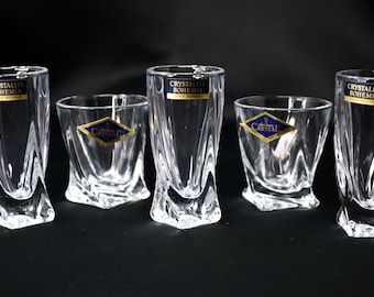 Set 6+6 Tequila Shot Glasses & Vodka Liqueur Shot Glasses 1.7oz,  Bohemia Czech Crystal Glass, Crystal Gift