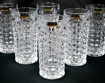 Crystal Glass Water glasses set of 6, Highball Glasses 8oz, Cocktail glasses, Wine Glasses, Bohemia Czech, Crystal Gift, Wedding decor