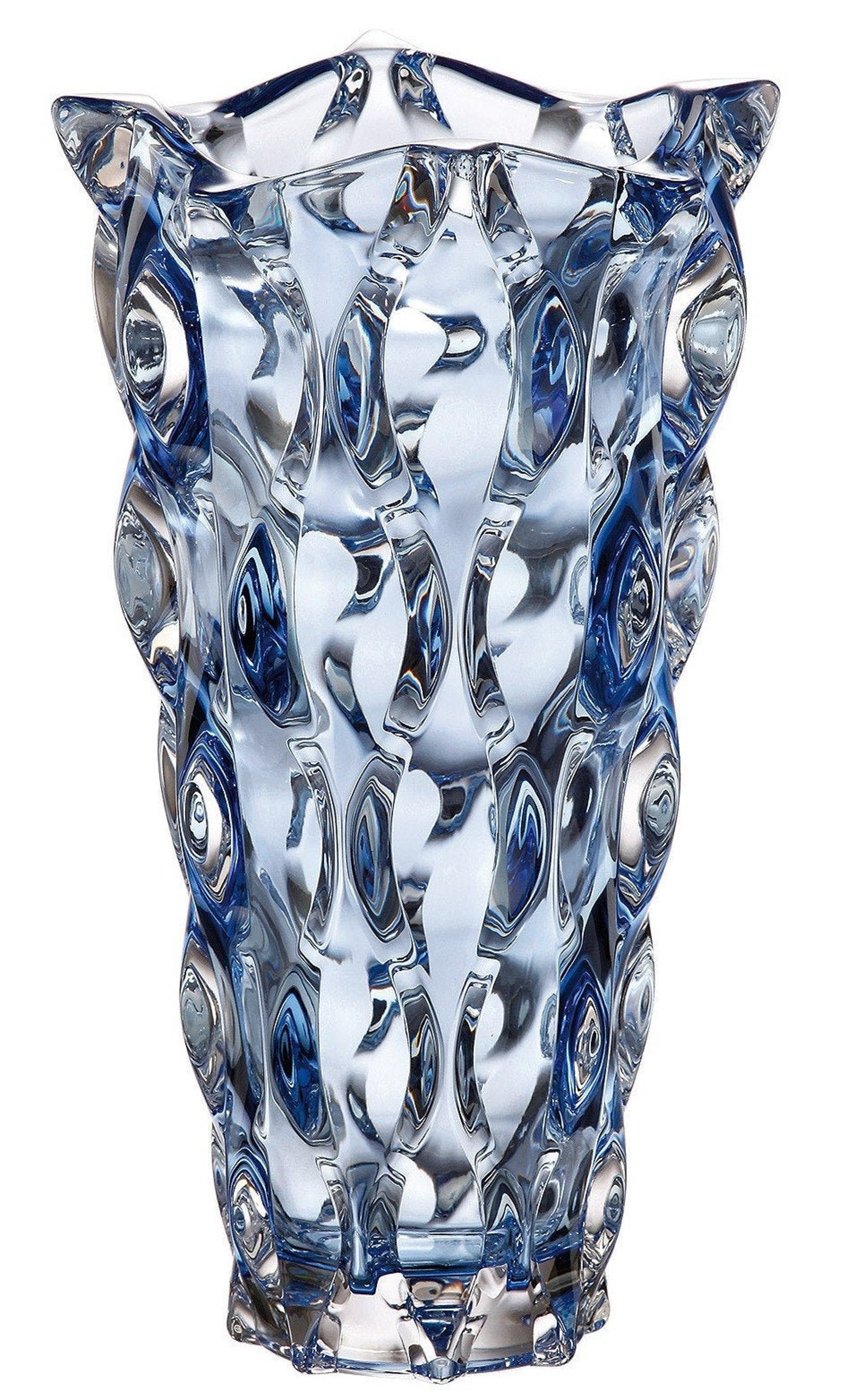 Blue Vase 12 Flower Crystal Glass Vase bohemia Etsy