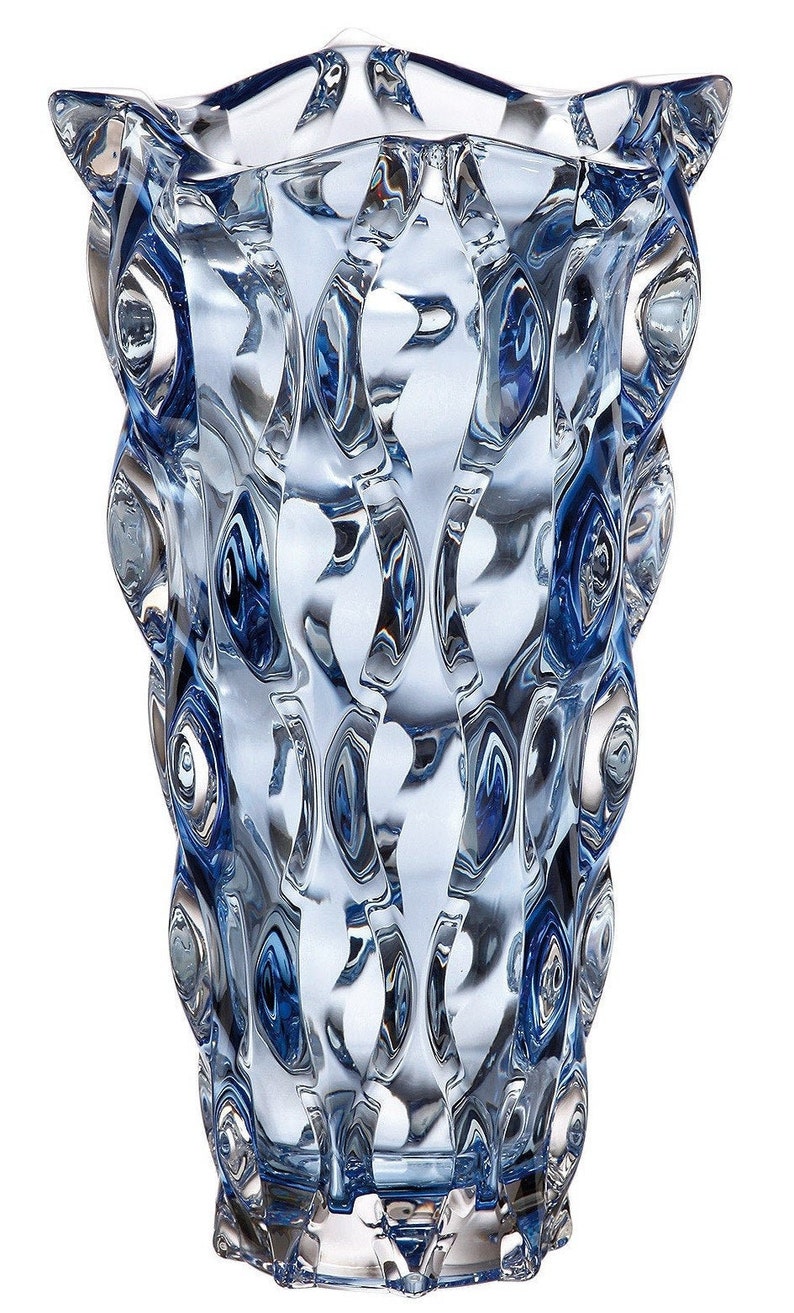 Blue Vase 12 Flower Crystal Glass Vase bohemia Etsy
